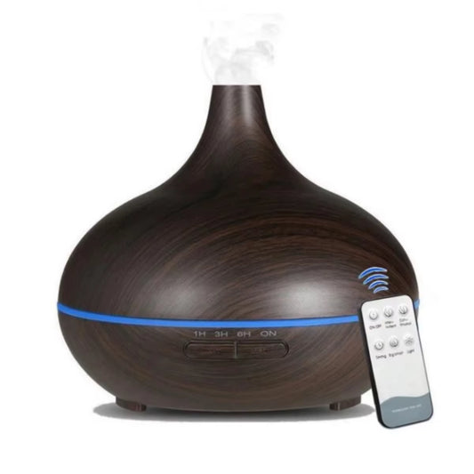 Air Humidifier Aromatherapy Essential Oil Diffuser Wood Grain 500Ml Ultrasonic Remote Control 7 Color Lights for Home Bedroom ﻿